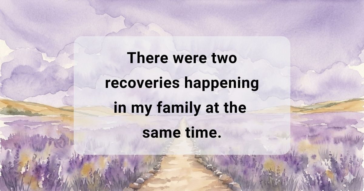 Soft abstract watercolor canvas background with a quote on independent recovery.