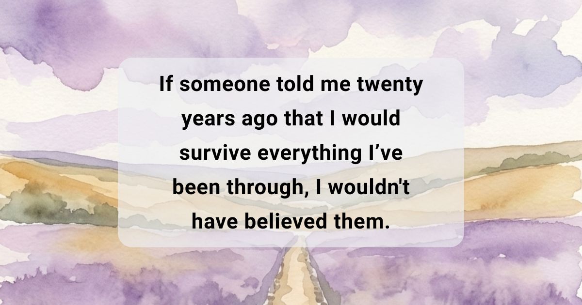 Pastel purple watercolor design with text focusing on long-term parental resilience.