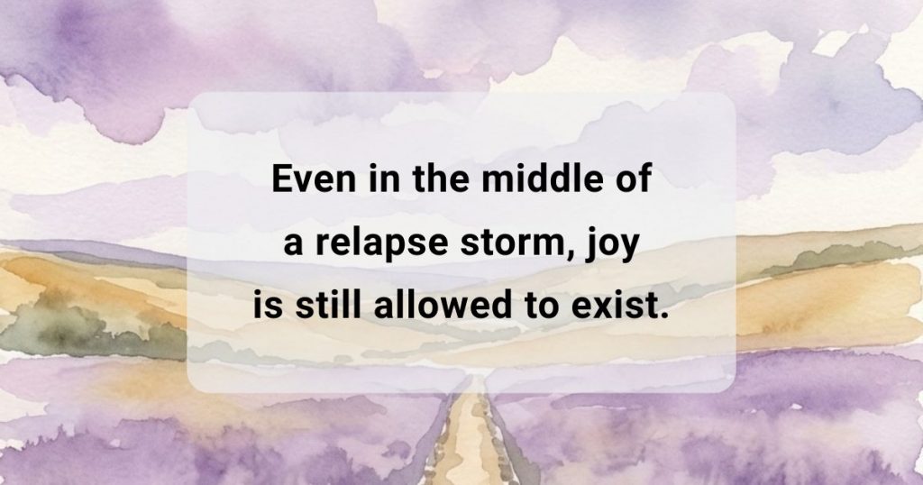 Watercolor graphic with a quote about finding small moments of beauty amidst family darkness.