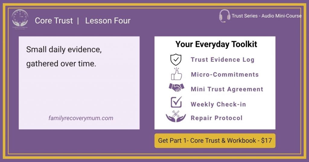 Graphic on purple background on exploring an evidence based toolkit for families in addiction recovery