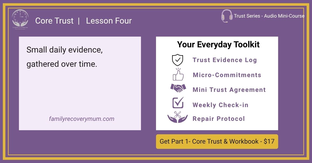 Graphic on purple background on exploring an evidence based toolkit for families in addiction recovery