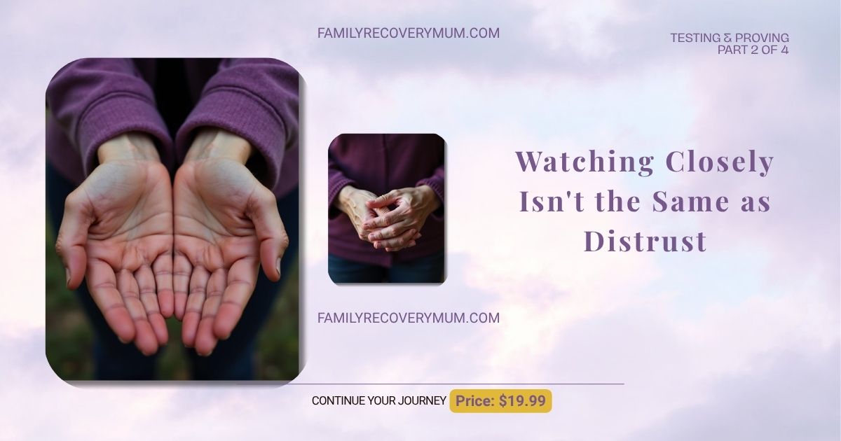 Photo of two hands, one open and one gently guarded, symbolizing boundaries during the testing and proving phase of recovery
