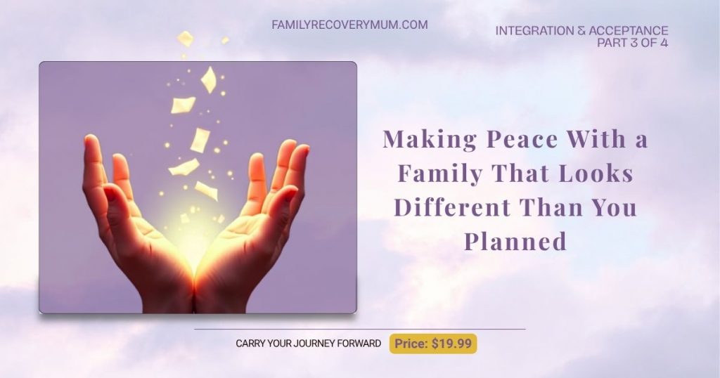 Photo of a hand releasing leaves into the wind, symbolizing grief and acceptance in family recovery.